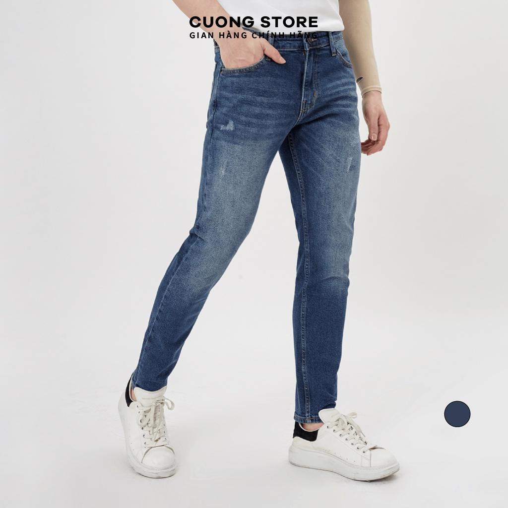 Quần jean dài nam cao cấp xanh denim MRC 0173 chất cotton cao cấp, form ôm vừa vặn, tôn dáng, trẻ trung - CUONG STORE