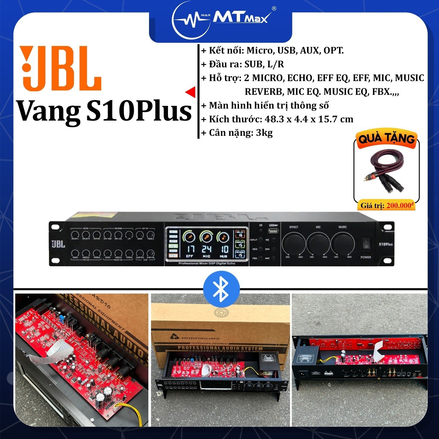 Vang Cơ Lai Số S10Plus Giá Tốt - Hàng Cao Cấp Giá Rẻ, Cổng Quang, Bluetooth, Tặng Cáp Hoa Sen, Điều Chỉnh Echo, Reverb, EQ, Chống Hú FBX Cực Tốt, Bảo Hành 12 Tháng. hàng chính hãng