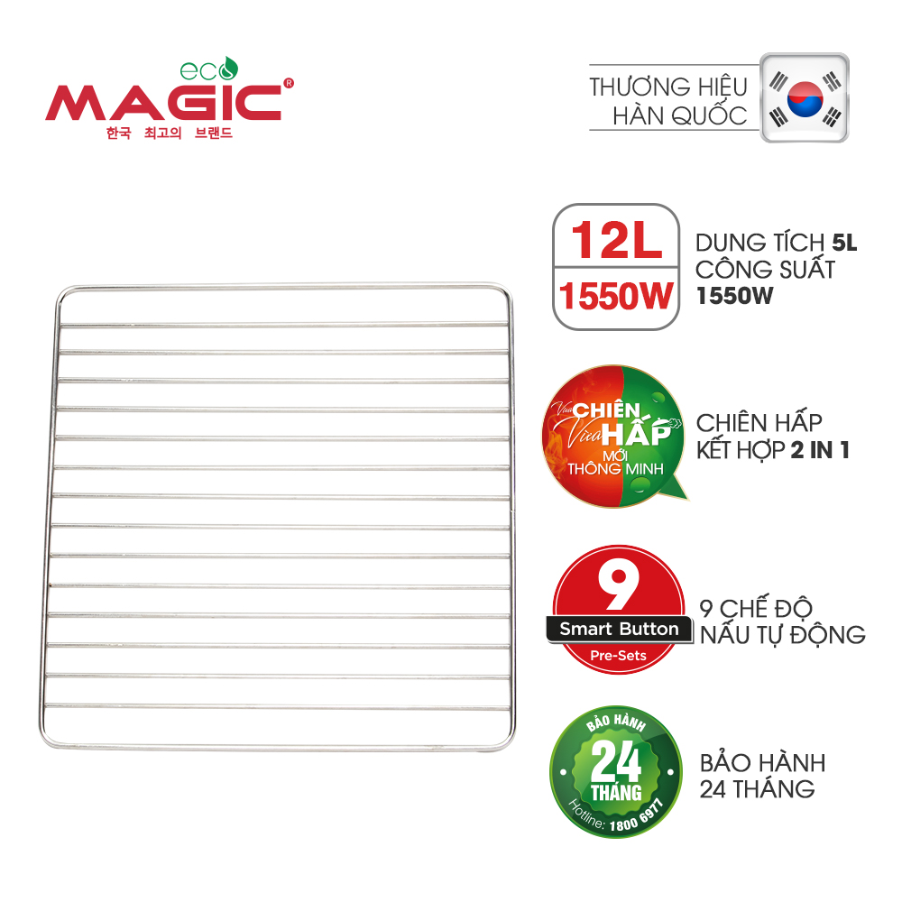 Nồi chiên không dầu kết hợp hấp Magic Eco S12 12L - Hàng chính hãng