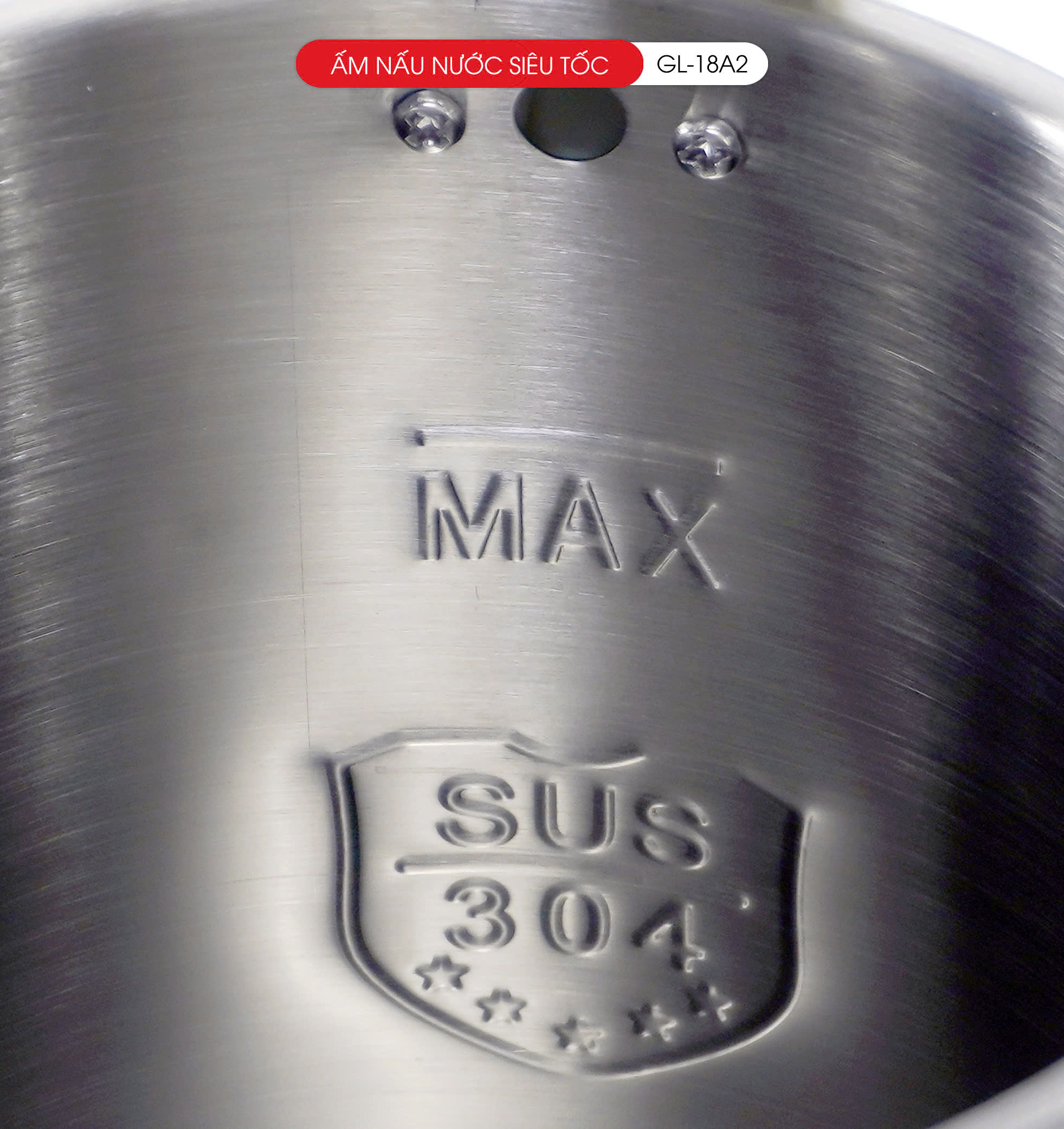 Ấm siêu tôc Gali GL-18A2 1.8 Lít. Inox 304 đúc nguyên khối. Có thang báo mực nước dày 2 lớp cách nhiệt chống nóng. Hàng chính hãng bảo hành 24 tháng
