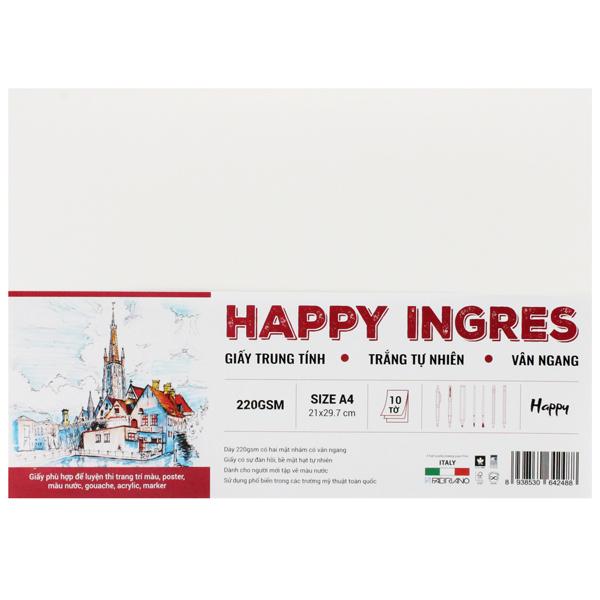 Bộ 10 Tờ Giấy Vẽ A4 220gsm - Happy Ingres HA220A4
