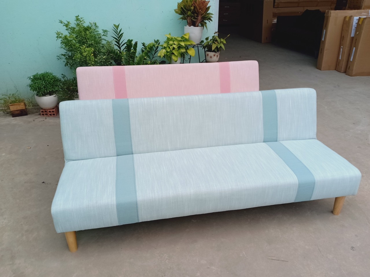 Sofa bed 3 trong 1 đa năng Juno sofa màu hồng, xám, xanh lá