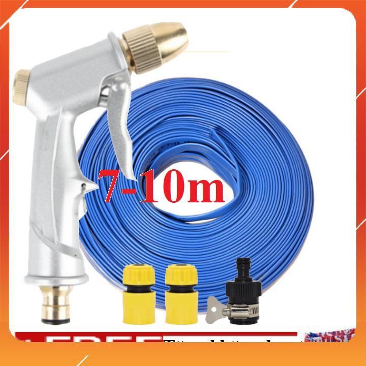 Bộ dây vòi xịt bơm nước tưới rửa , tăng áp 3 lần, loại 7m, 10m 206701 đầu đồng, cút, + khăn phượt