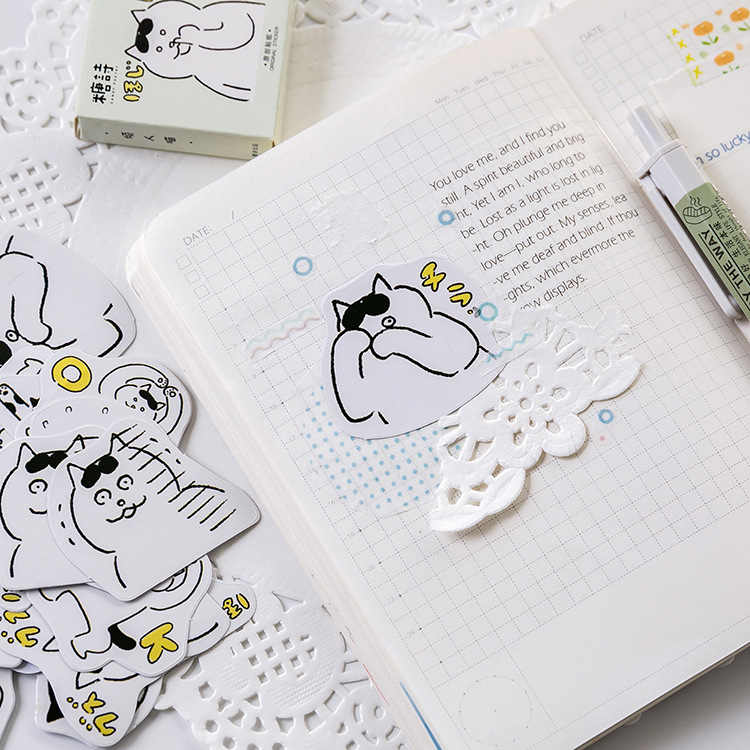 Sticker hộp 45 miếng dán - Mèo Nhí Nhố - Hộp nhãn dán trang trí sổ tay bullet journal - M460