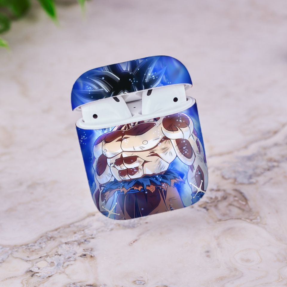 Miếng dán skin chống bẩn cho tai nghe AirPods in hình Songoku Dragon Ball - 7vnr008 (bản không dây 1 và 2)