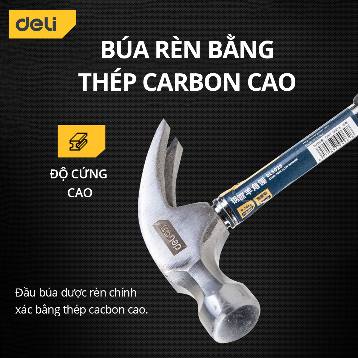 Búa Thép Deli Cán Dài, Chất Liệu Thép Cacbon Siêu Bền, Tay Cầm Chống Trơn Trượt, Sử Dụng Dễ Dàng, An Toàn - DL5050