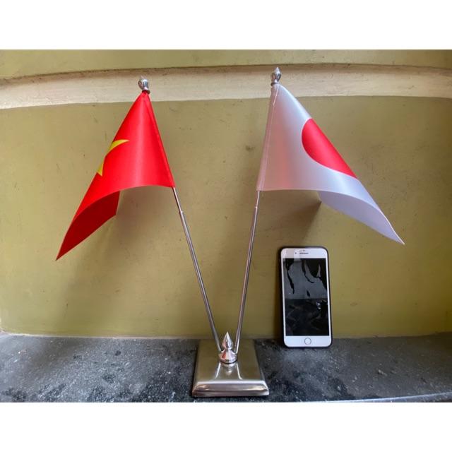 Cờ để bàn Việt Nam - Nhật đế đôi inox