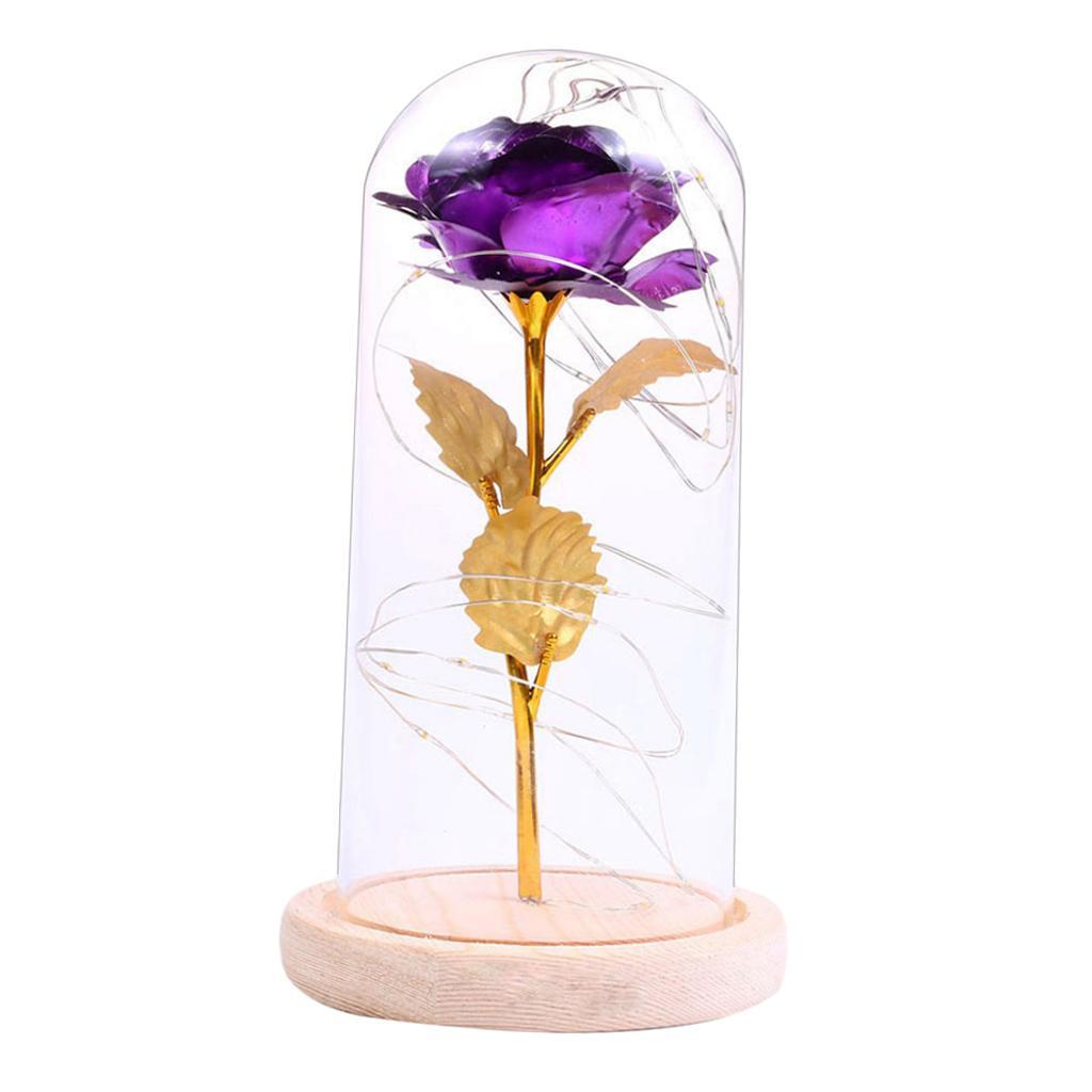 Led Rose Flower Light  on Wooden Base Home Decorations