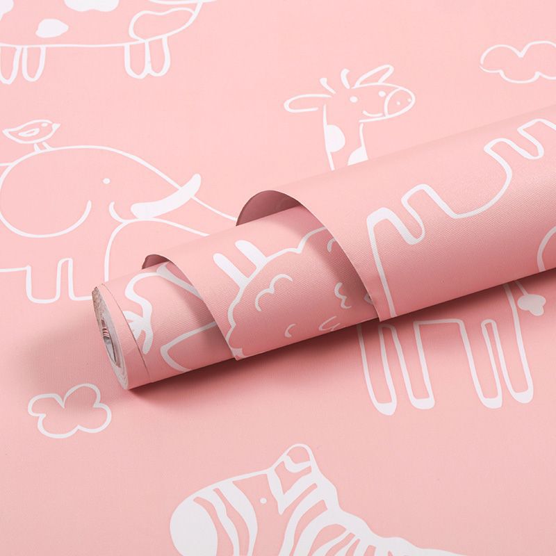 Combo 10 mét giấy dán tường, decal dán tường trang trí nhà cửa VƯỜN THÚ HỒNG khổ 45cm