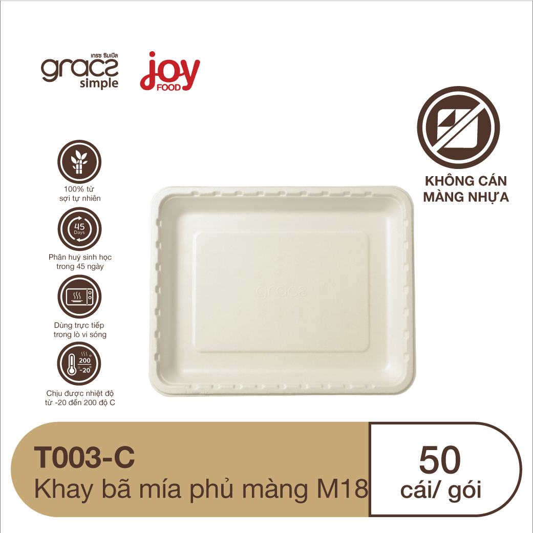 50 khay bã mía chữ nhật, phủ màng