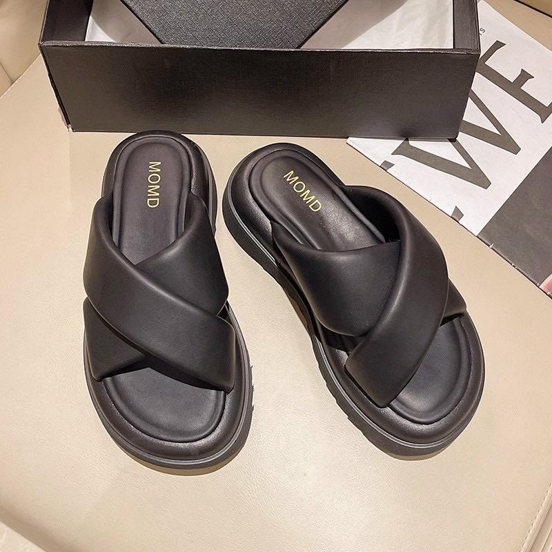 Dép nữ, dép ulzzang quai chéo đế dày phong cách Hàn Quốc