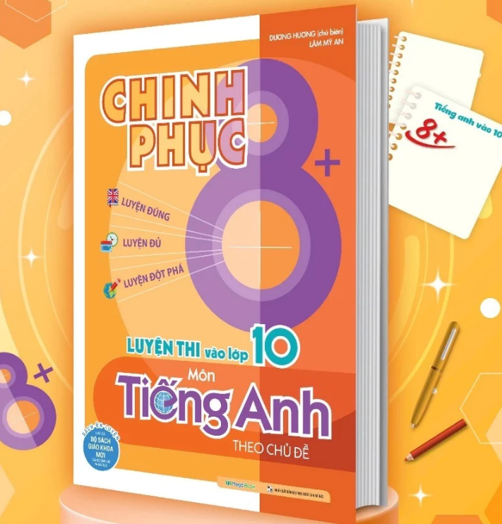 Sách - Chinh phục 8+ luyện thi vào 10 Toán Văn Anh theo chủ đề - Mega