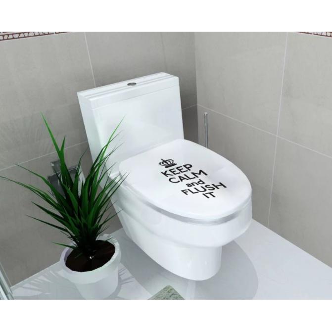 Decal dán Toilet - hình Chú Bò đen xinh xắn