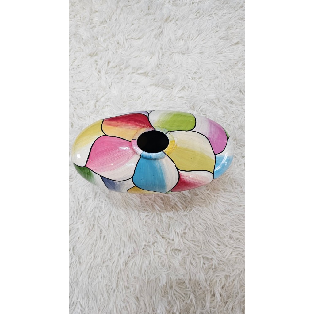 Bình vẽ hoa vàng hút tài lộc Sơn Mài Cao Cấp Thanh Bình Lê size 15x30x17 cm Cắm Hoa, Trang Trí Kệ, Bàn Làm Việc,Quà Tặng