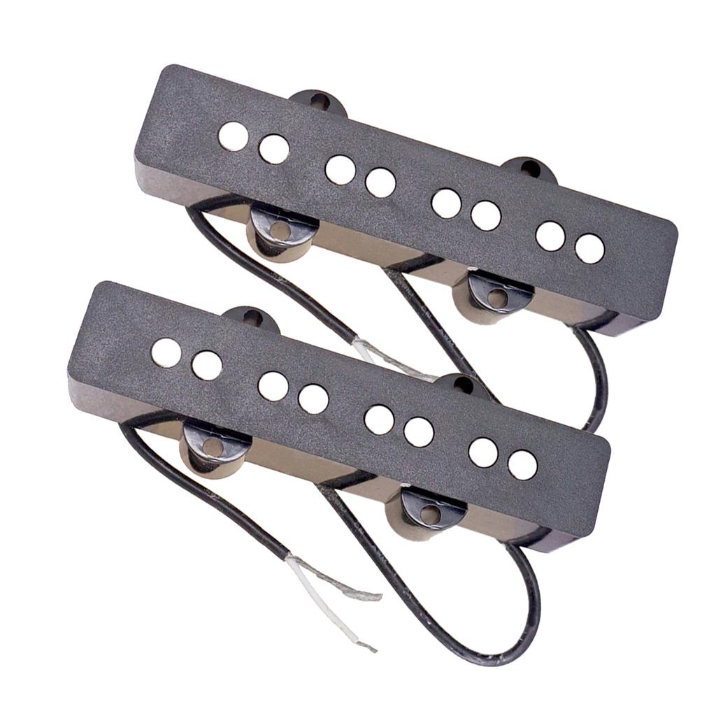 Pack of 2 Metal Electric Bass Open Pickups Black for JB Jazz Bass Part