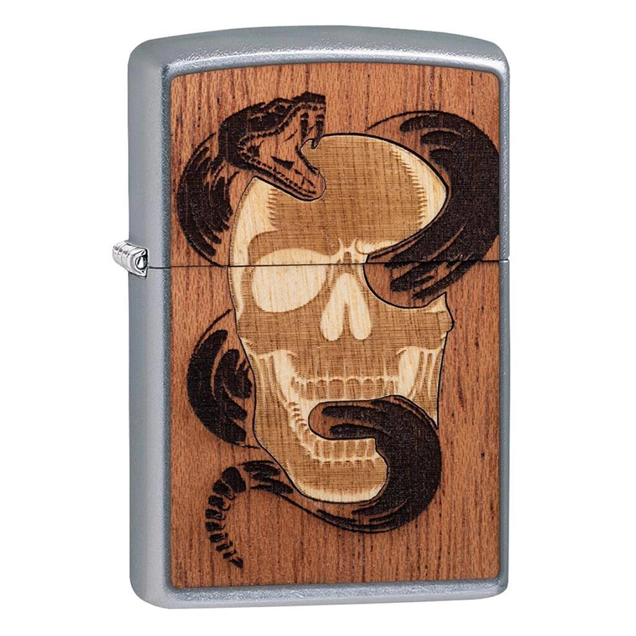 Bật Lửa Zippo 49042 – Zippo WOODCHUCK USA Skull &amp; Snake Street Chrome