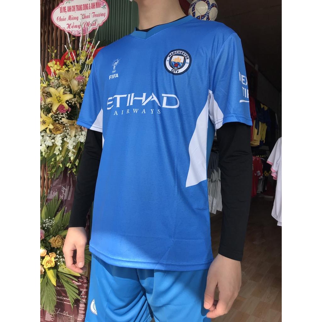 Bộ đồ bóng đá thể thao CLB Man City Xanh