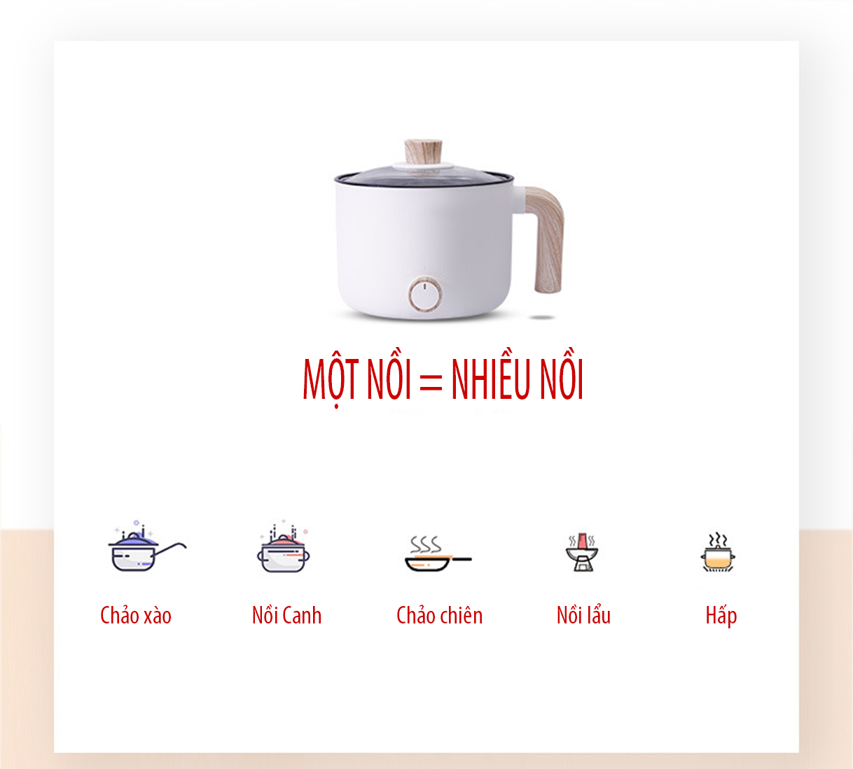 Nồi điện đa năng mini nấu mỳ, cháo, lẩu, kho,... AJL-A1503 (tặng ổ cắm 3 chấu)