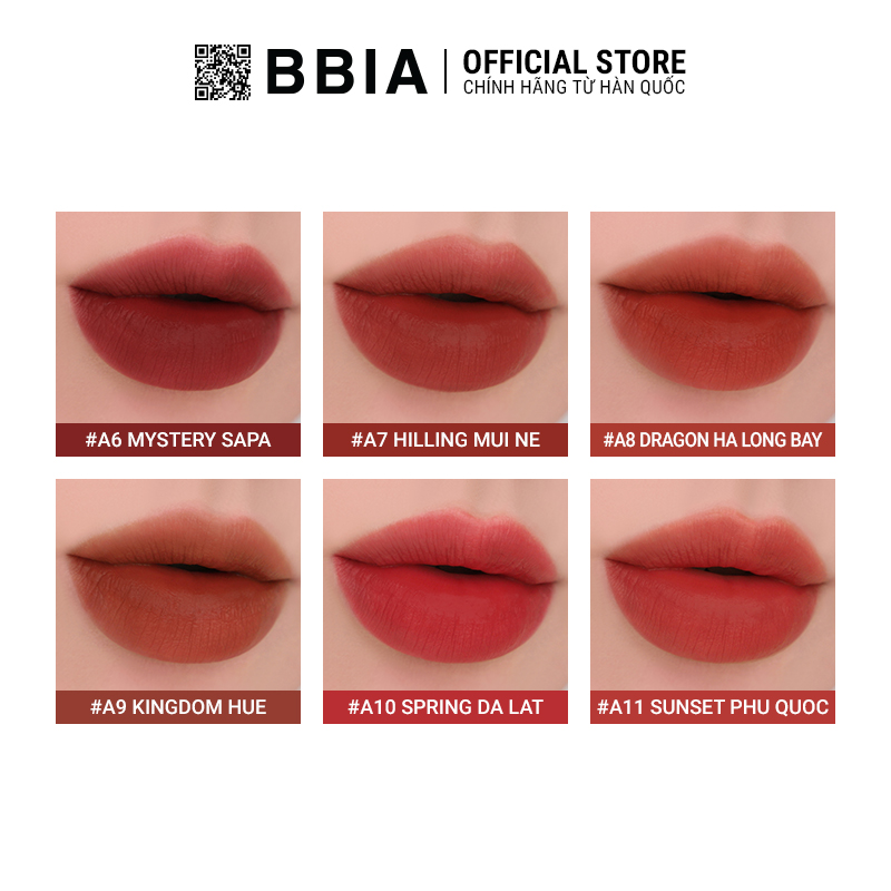 Combo Gồm 2 Son Kem Lì BBIA Last Velvet Lip Tint Asia Edition 2 ( 2 x 5g) - A7 Hilling Mui Ne