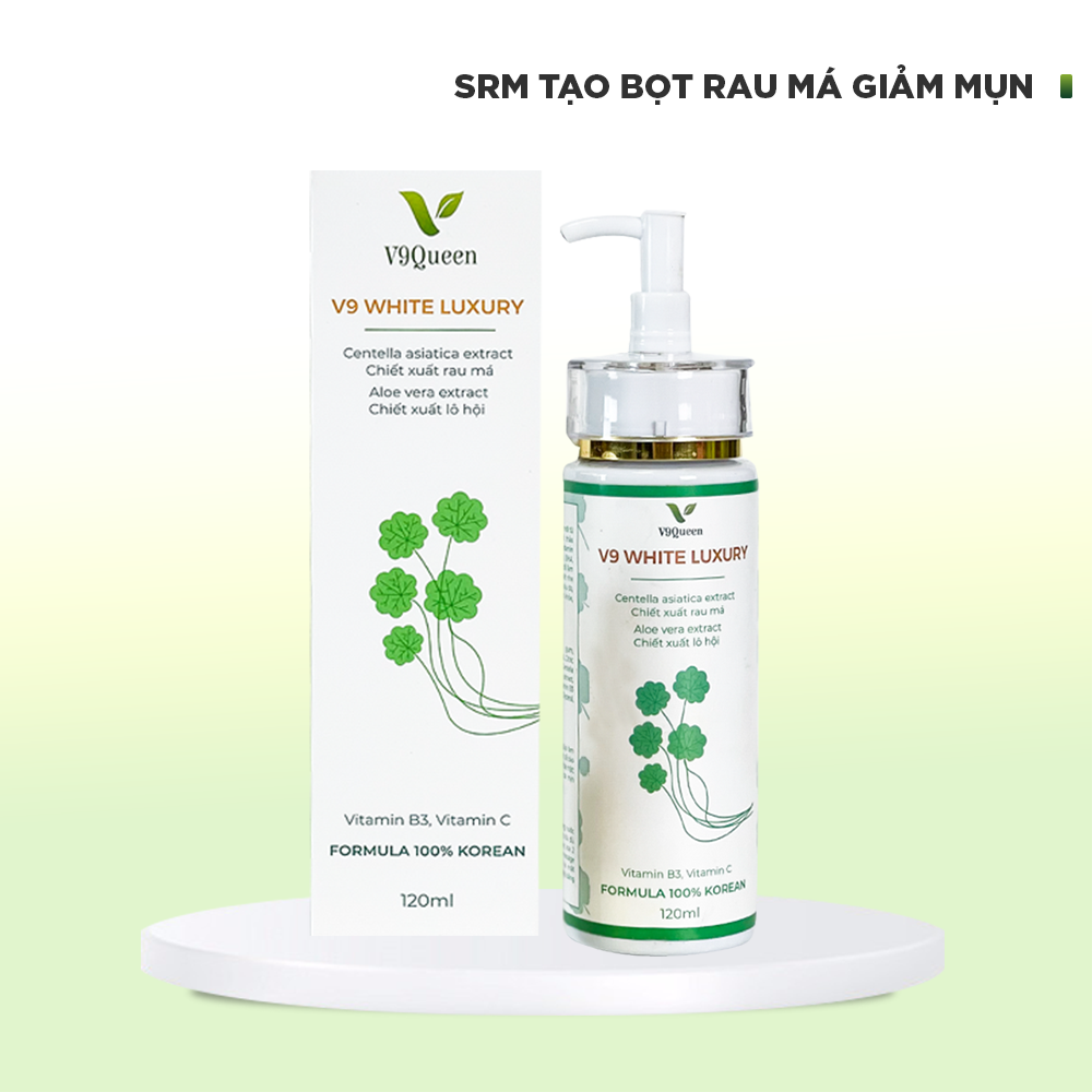 Sữa Rửa Mặt Sủi Bọt V9Queen, Ngăn Ngừa Mụn Nám, Dưỡng Trắng Da 120ml