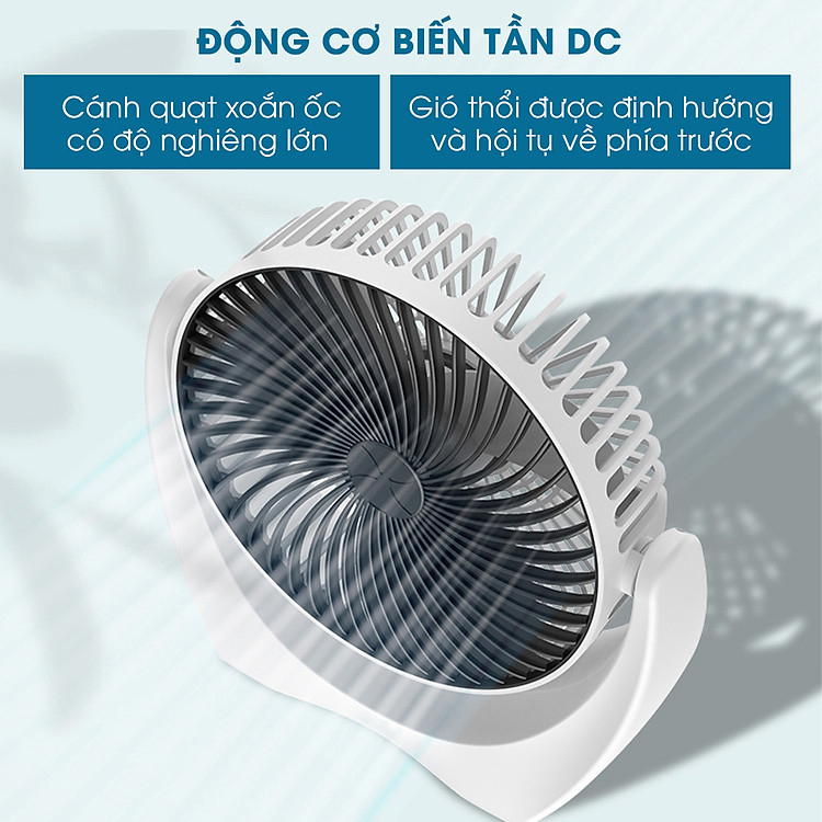 Quạt Mini Để Bàn Quạt Tích Điện Quạt Cầm Tay Động Cơ Tiếng Ồn Thấp Xoay 210 Độ Pin Khủng Thời Gian Dùng Lên Đến 10 Giờ - Hàng Nhập Khẩu