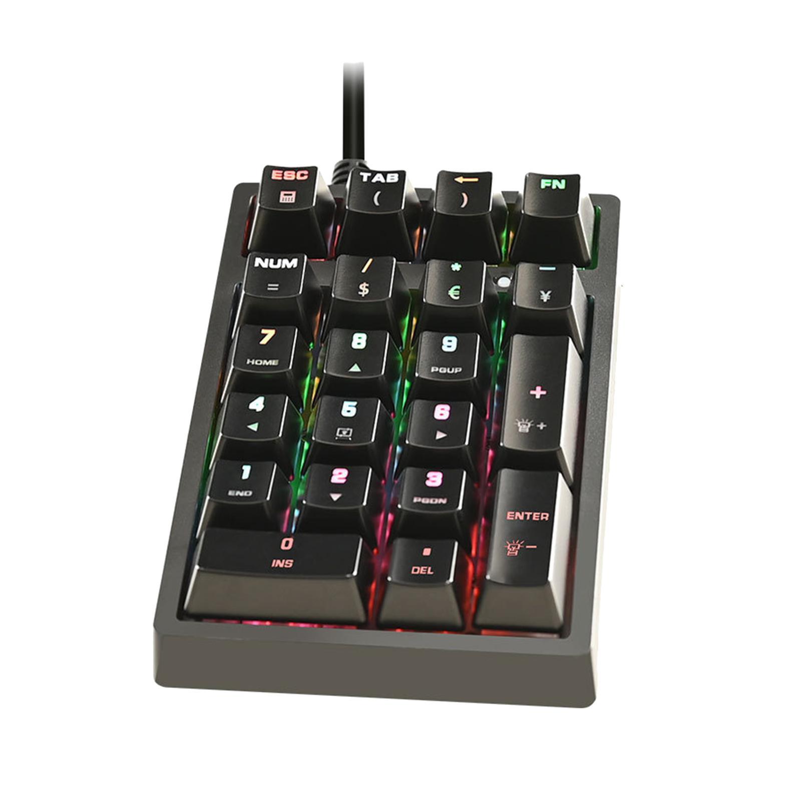 K21 Mini Numpad 21 Keys Programmable Black Wired USB C Portable RGB ABS Numeric Keypad Wired Numpad for PS Designers Computer Tablets DIY Desktop