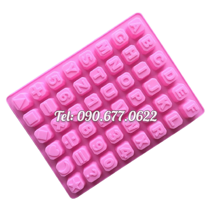 Khuôn silicone làm bánh, rau câu, socola 24 chữ cái, 10 số, ký tự - Mã số 1136