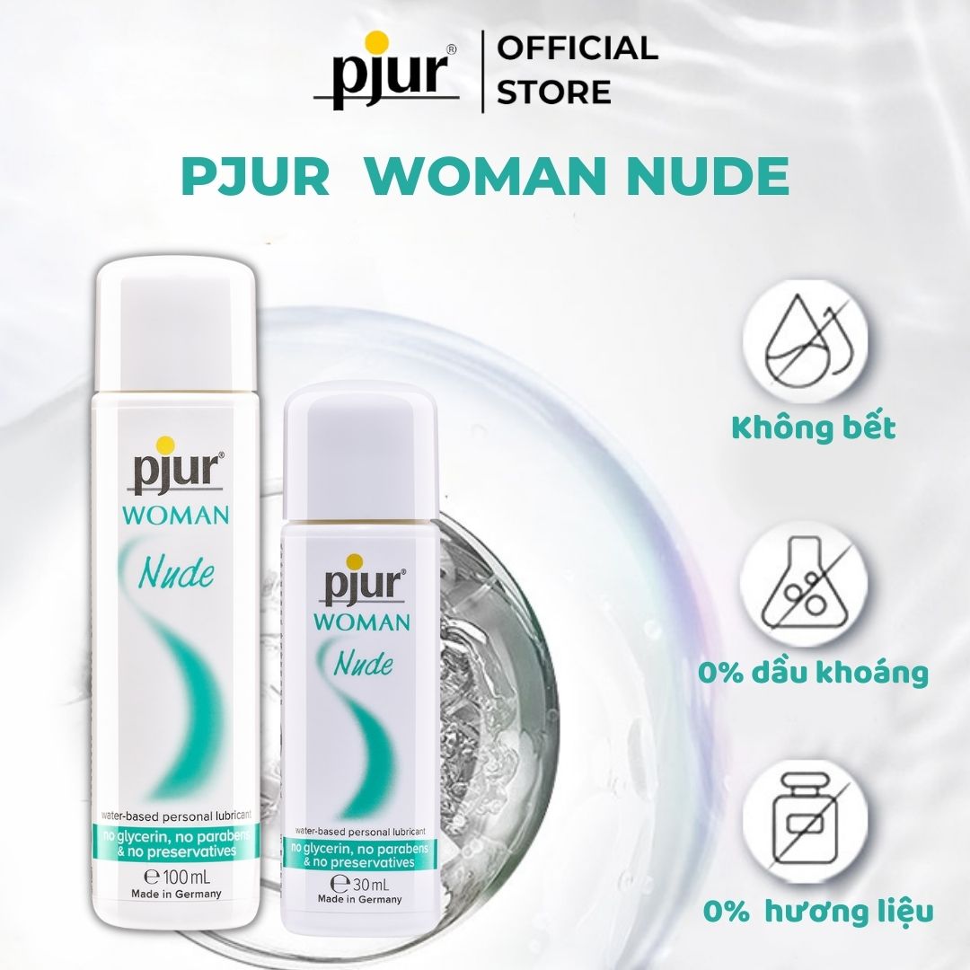 Gel bôi trơn gốc nước Pjur Woman Nude Chai 30ml dành cho da nhạy cảm an toàn lành tính giảm cảm giác khô rát khi quan hệ