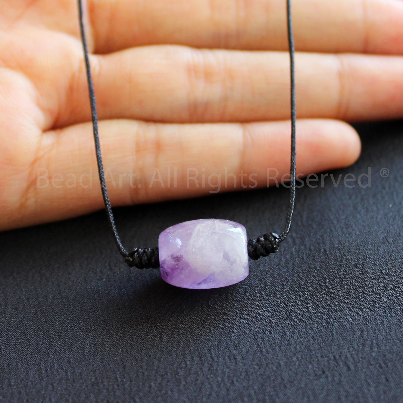 Vòng Cổ Đá Thạch Anh Tím Amethyst Quartz Loại AA, Dây Chuyền Phong Thuỷ, Chuỗi Hạt, Mệnh Hoả, Thổ - Bead Art