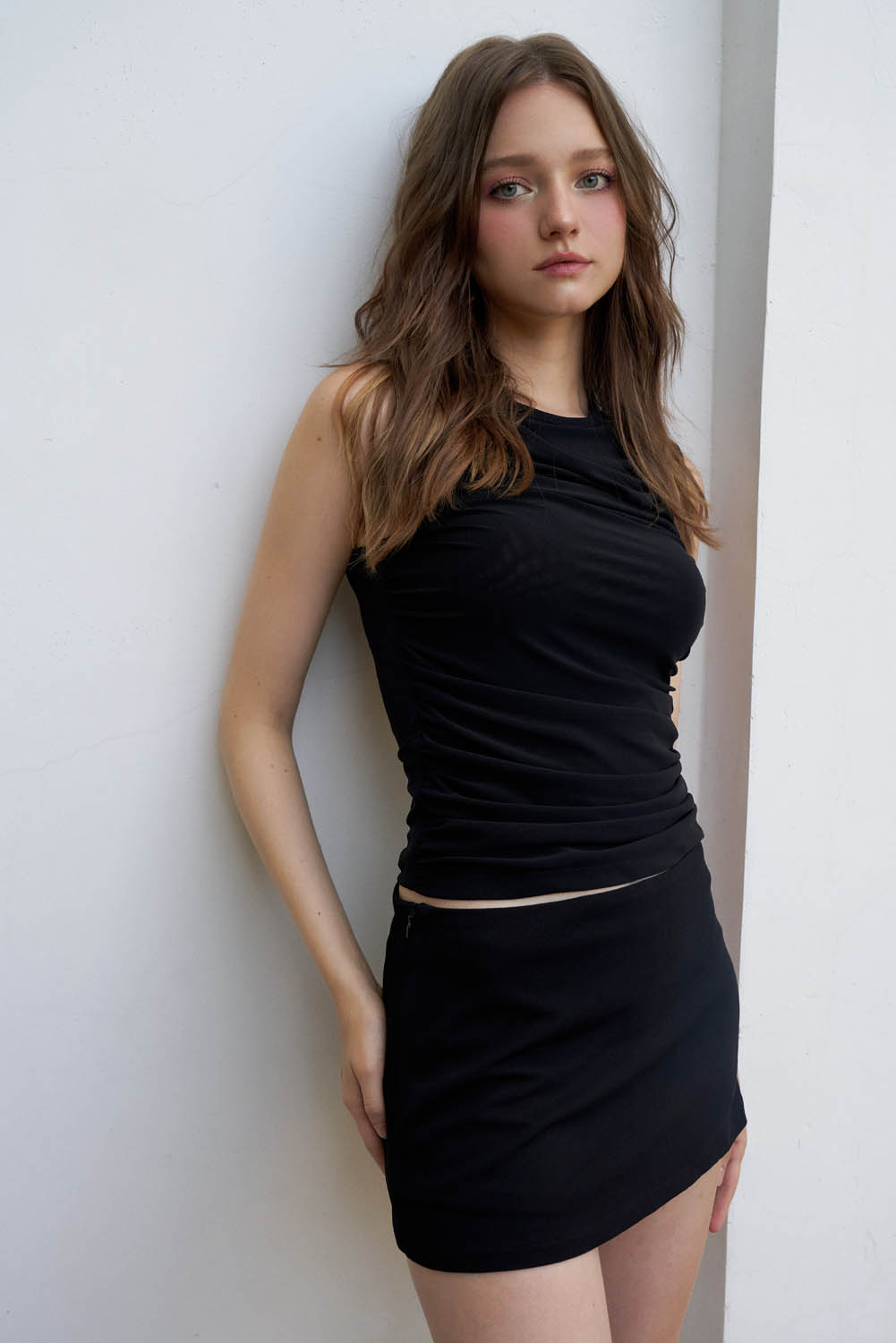 DOTTIE - Chân váy ngắn lưng xệ - Đen - S0173