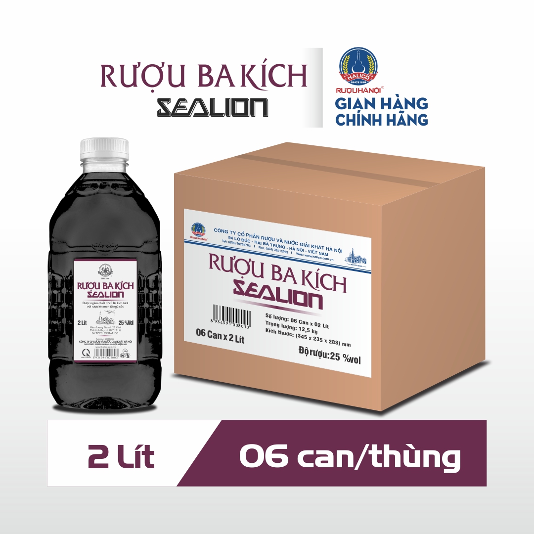 Rượu Ba Kích HALICO nồng độ 25% can 2l không kèm hộp