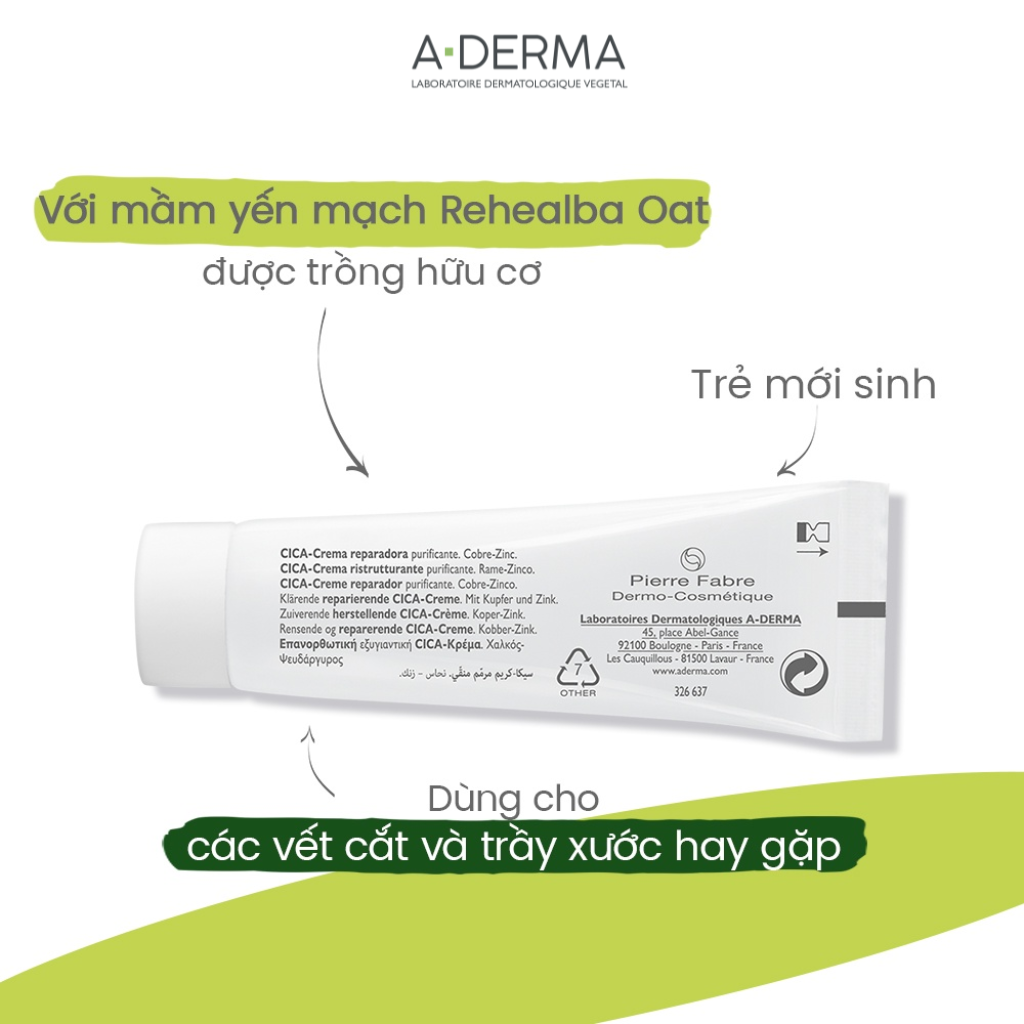 Kem làm dịu da giúp phục hồi da kích ứng A-DERMA DERMALIBOUR+ REPAIRING CICA-CREAM