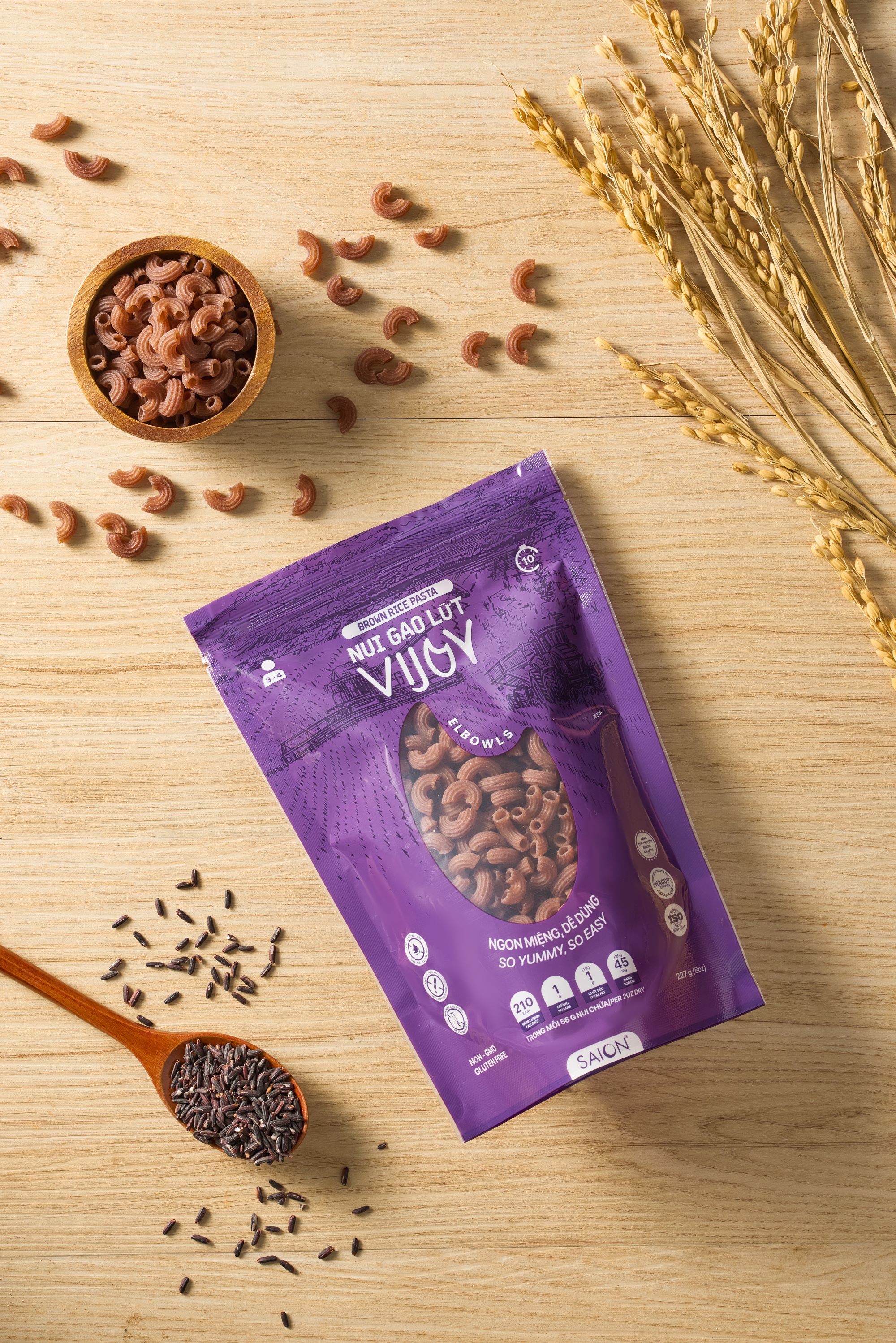 NUI GẠO LỨT VIJOY _Nui ống ngắn_100% Thuần Nhiên Eat Clean Thực Dưỡng Siêu Ngon