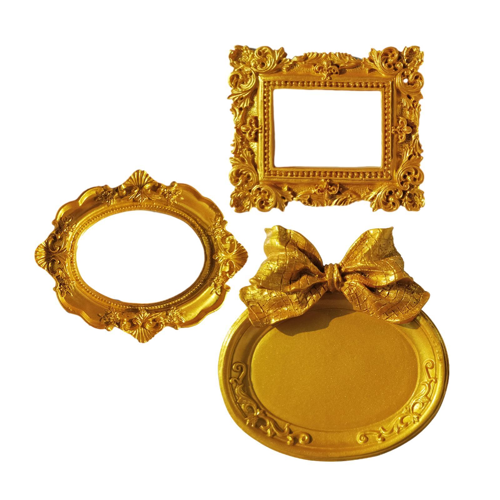 Resin Picture Frame, Antique Mini Embossed Jewelry Display Frame Photography Photo Frame Tabletop Photo Frame for Holiday Party Home Wall Decor