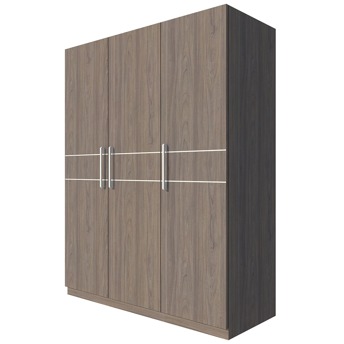 Tủ quần áo gỗ MDF Tundo 3 cánh màu óc chó 140 x 55 x 200cm