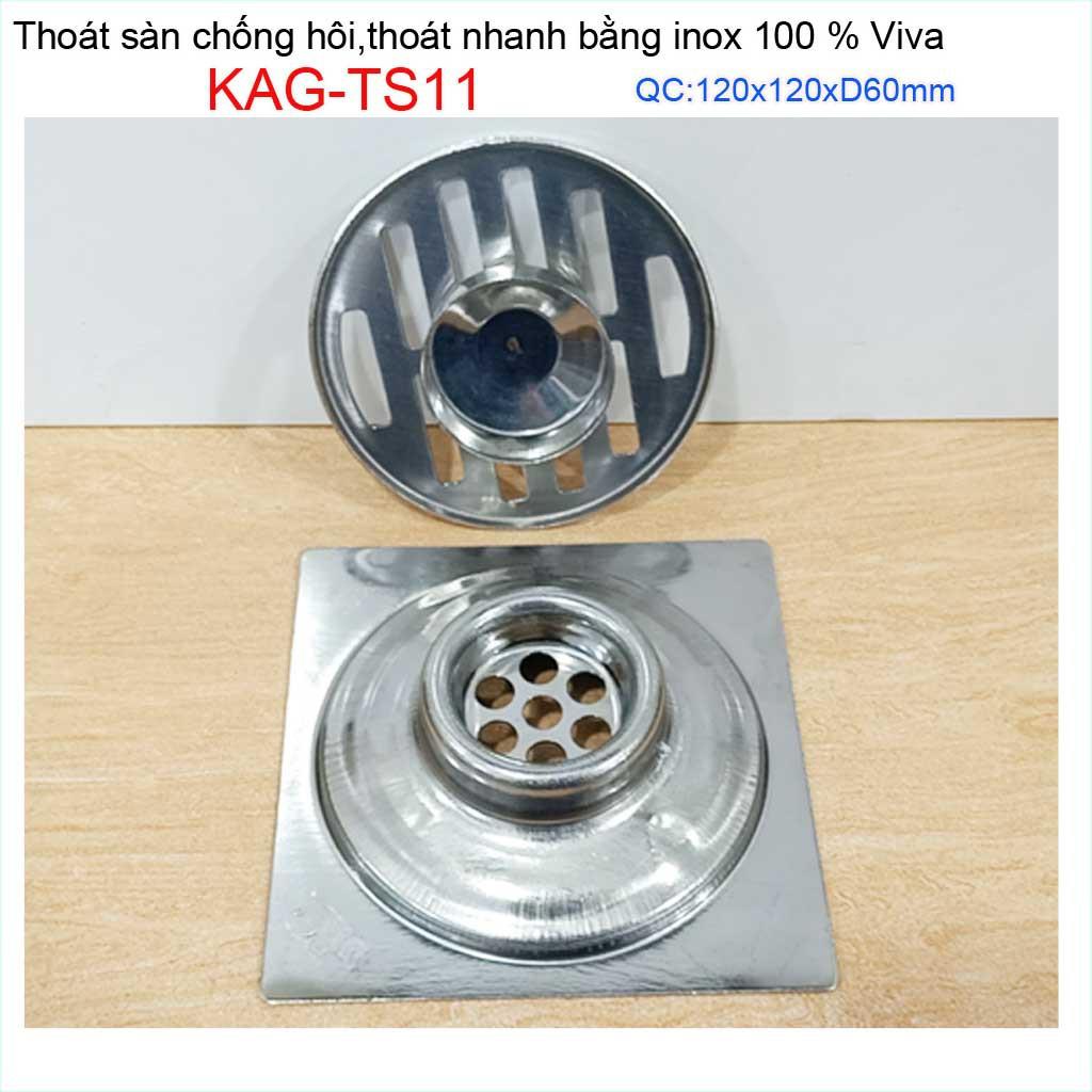 Hố ga thoát sàn Viva ống 6cm-9cm Inox mờ, phễu thoát nước chống hôi D60-90 vuông 10x10cm-12x12cm-15x15cm