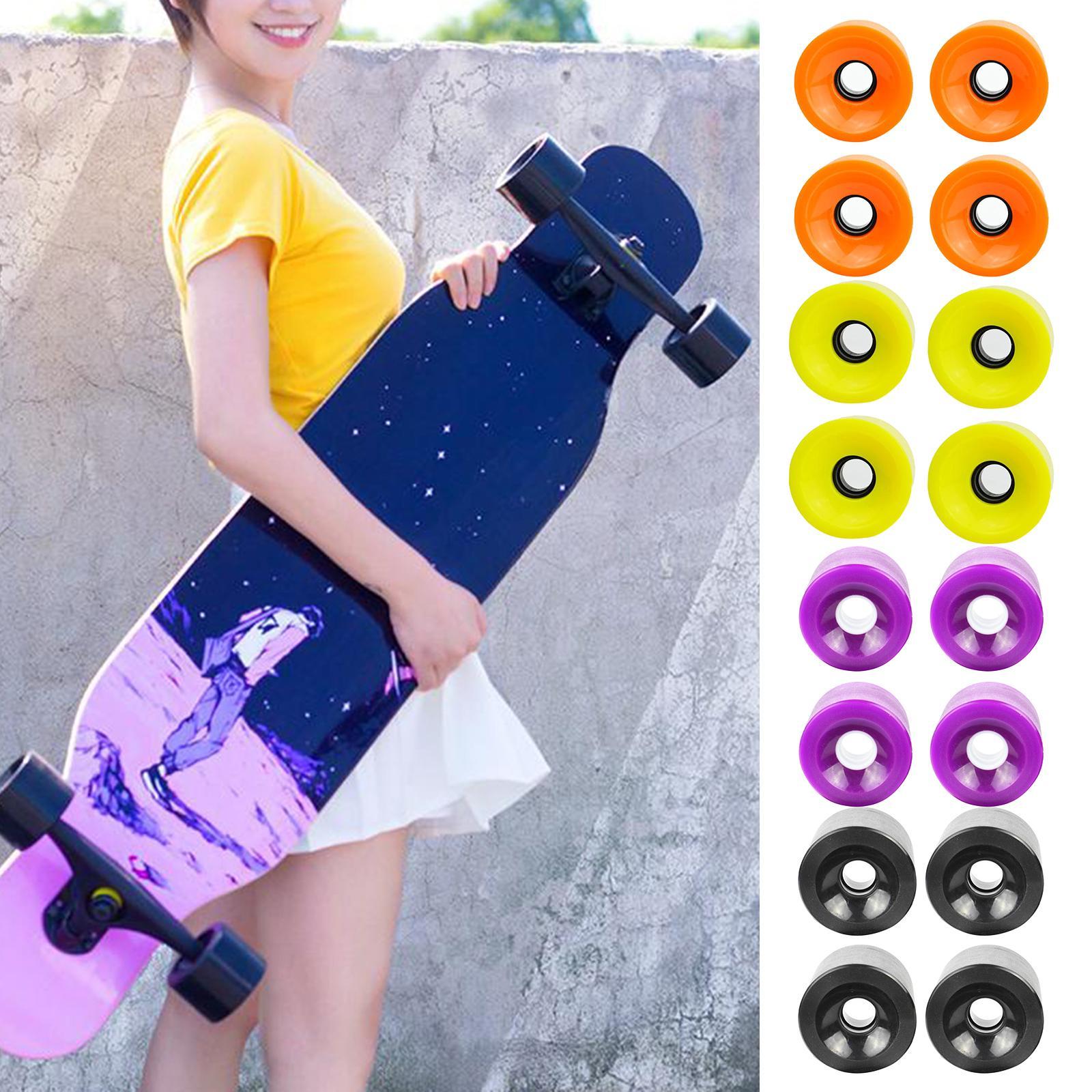 4Pieces Longboard Wheels Set 70x51mm Skate Board PU Roller 78A Wheel Black