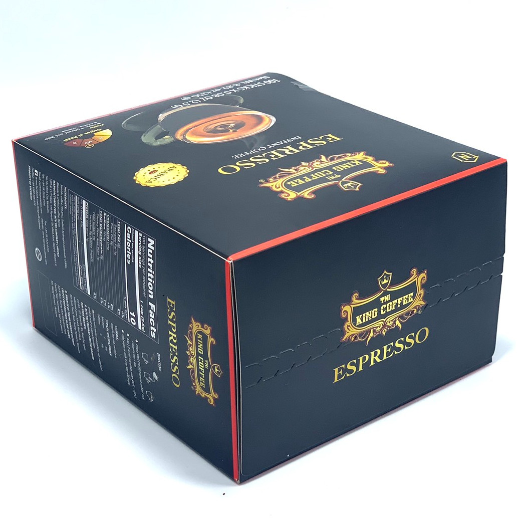 Combo 2 Hộp Cà Phê Đen Hòa Tan Espresso King Coffee(Hộp 100 gói x 2.5g)