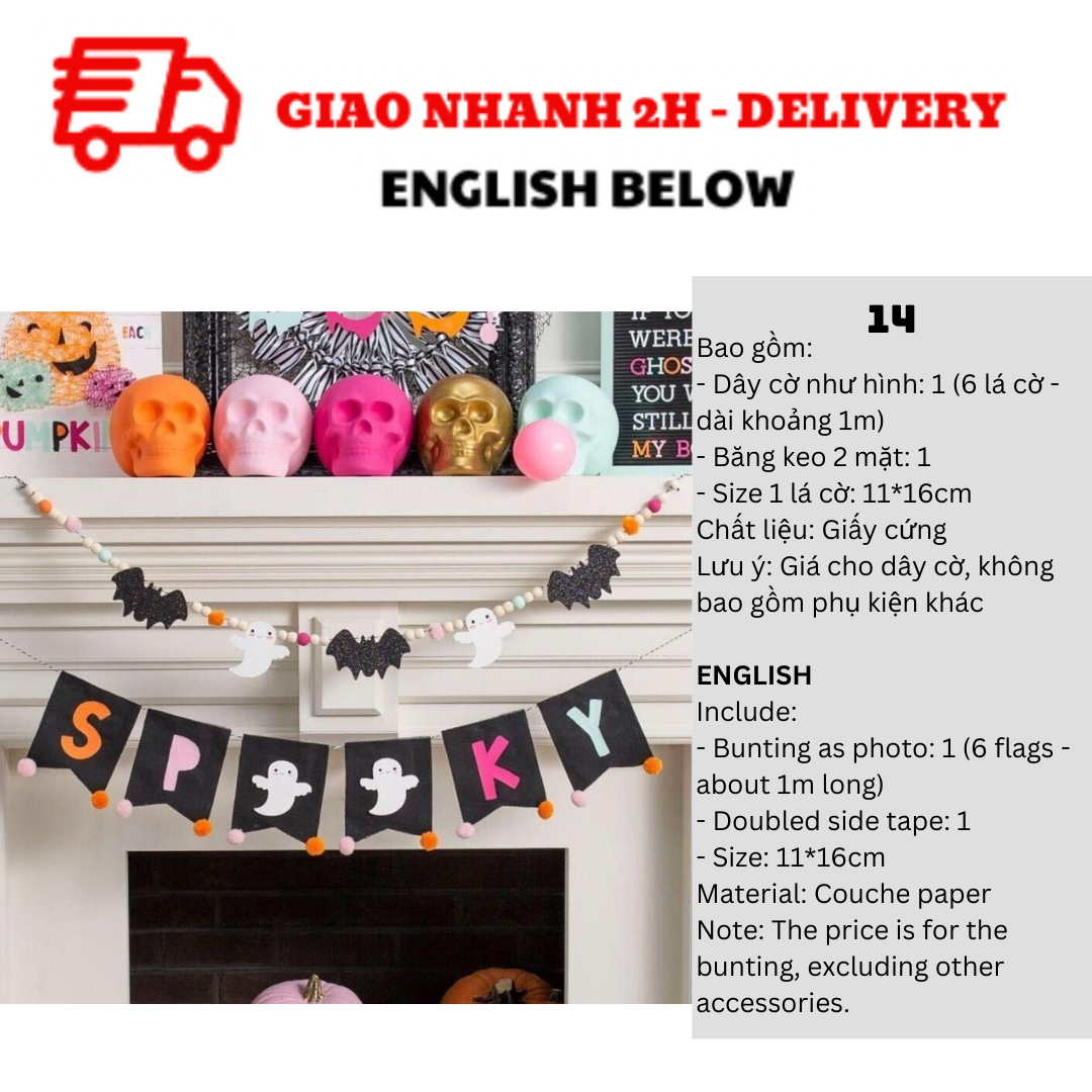 Dây cờ trang trí cho mùa lễ Halloween nhiều loại bbhl09