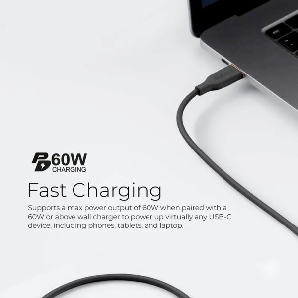 Dây Sạc MAZER Infinite.LINK 3 PD 60W USB-C to USB-C 2M cable (Flex, Silicone) Hàng Chính Hãng
