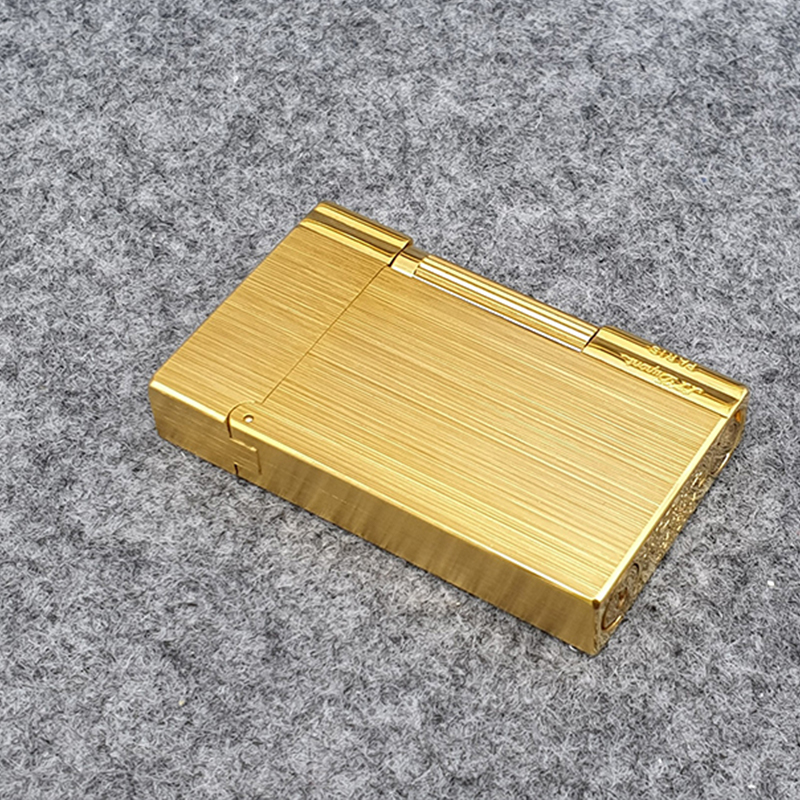 Vỏ Hột Quẹt Bật Lửa Upon Gas Đá  D163V/B Họa Tiết Hoa Văn Xước Dọc Kẻ Viền Màu Vàng/ Bạc - Dùng Gas Đá Cao Cấp