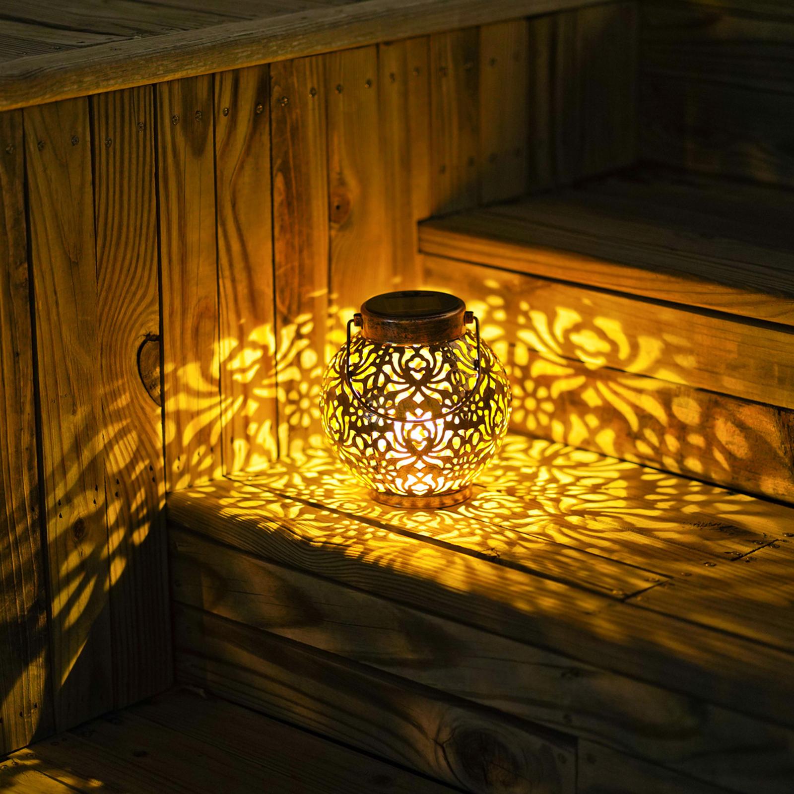 Cross-border solar lamp wrought iron hollow peony flower ball courtyard landscape garden villa balcony waterproof projection hanging lamp 0032-black
