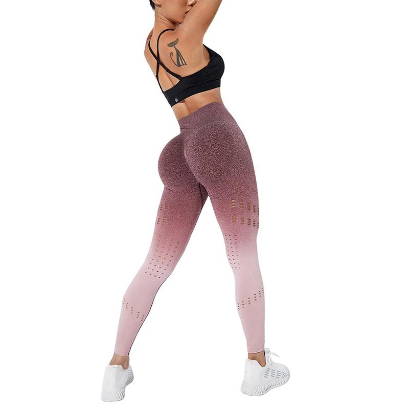 2023 Phụ nữ liền mạch Peach Butter Gradient Cao vòng eo ra khỏi tập thể dục tập thể dục Yoga Gym Thuốc tập luyện đào tạo Color: Emerald green 01 Size: S