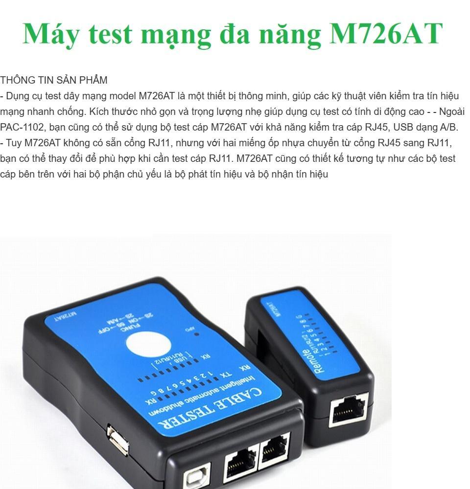 Bộ test cáp mạng RJ45/RJ11/USB đa năng M726AT Tặng kèm Tool nhấn mạng KD-01