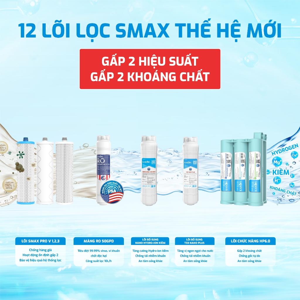 Máy lọc nước RO Mỹ 12 lõi KAROFI KAQ-L22 - 1 lõi Hydro ion kiềm+1 lõi T33 Nano, Aiotec - Giao lắp miễn phí - Hàng Chính Hãng