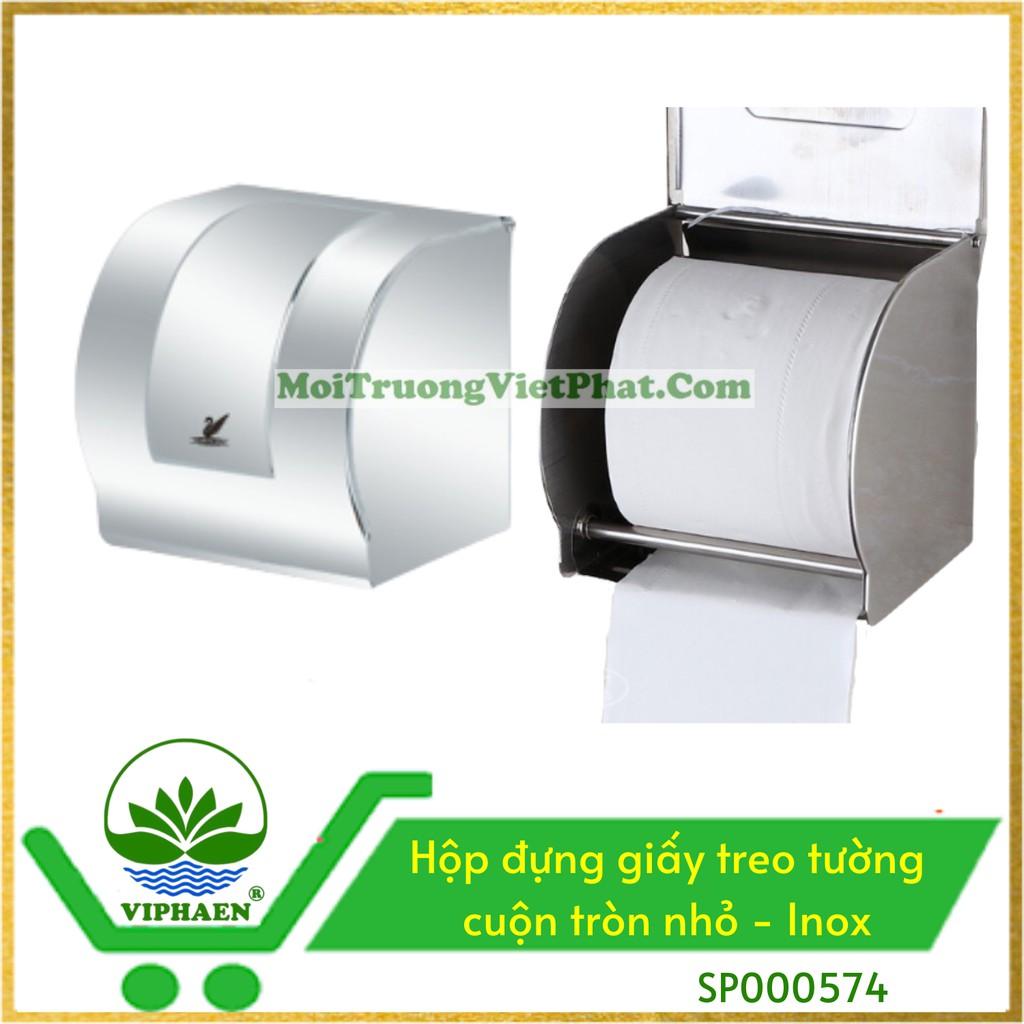 Hộp đựng giấy treo tường cuộn tròn nhỏ, gắn tường bằng Inox. Tặng kèm ốc vít