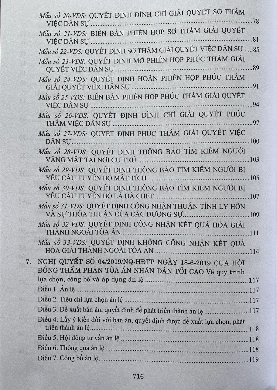 Hệ Thống Các Nghị Quyết Của Hội Đồng Thẩm Phán, Toà Án Nhân Dân Tối Cao Về Dân Sự Và Tố Tụng Dân Sự Từ Năm 1990 Đến 2023