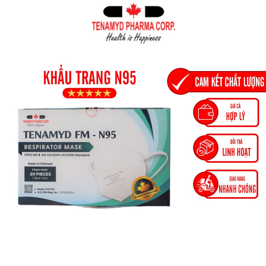 (2 Cái) Khẩu Trang KF94 Người Lớn Tenamyd Chính Hãng