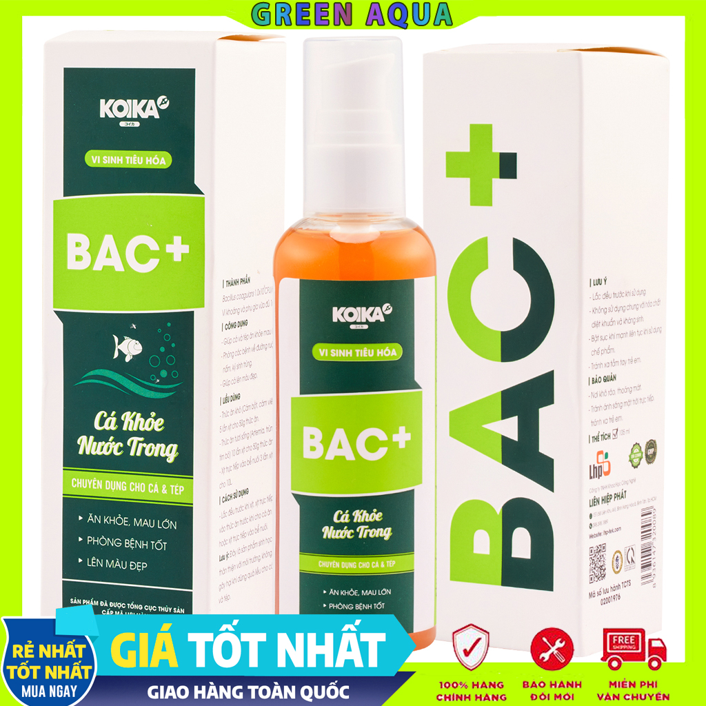 KOIKA - BAC+ (Chai 105 ml) | Men vi sinh hỗ trợ tiêu hóa cho cá cảnh thủy sinh