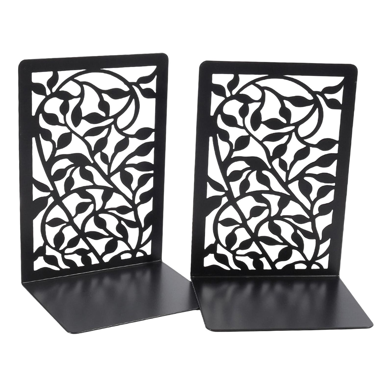 Book Ends, Heavy Duty Iron Bookend Supports Stable Bookends for Home Restaurant Binder